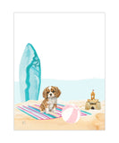 Cavalier King Charles Spaniel Puppy Dog at Beach Watercolor Dog Unframed Print, Nursery Decor, Kid's Bedroom, Laundry Room or Dog Lover