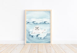 Watercolor Seal Arctic Animal Nursery Unframed Print