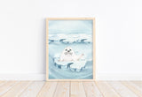 Watercolor Seal Arctic Animal Nursery Unframed Print