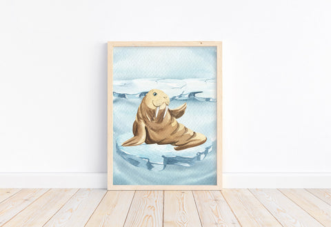 Watercolor Walrus Arctic Animal Nursery Unframed Print