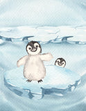 Watercolor Penguins Polar Animal Nursery Unframed Print