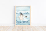 Watercolor Penguins Polar Animal Nursery Unframed Print