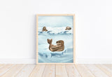 Watercolor Sea Lions Arctic Animal Nursery Unframed Print