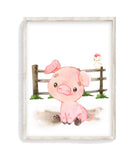 Pig Watercolor Farm Animal Rustic Nursery Decor Unframed Print