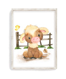 Cow Watercolor Farm Animal Rustic Nursery Decor Unframed Print