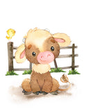 Cow Watercolor Farm Animal Rustic Nursery Decor Unframed Print