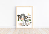 Black and White Cow Watercolor Farm Animal Rustic Nursery Decor Unframed Print