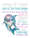 Dolphins Christian Nursery Decor Set of 4 Unframed Prints with Bible Verses