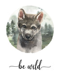 Bear Fox Wolf Woodland Forest Animals Wilderness Watercolor Nursery Decor Set of 3 Unframed Prints Be Brave Be Wild Be Clever