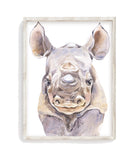 Watercolor Rhinoceros Safari Animals Nursery Art Decor Unframed Print