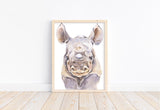 Watercolor Rhinoceros Safari Animals Nursery Art Decor Unframed Print