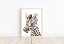 Watercolor Zebra Safari Animals Nursery Art Decor Unframed Print