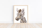 Watercolor Zebra Safari Animals Nursery Art Decor Unframed Print