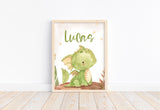 Dragon Personalized Name Watercolor Fairytale Themed Nursery Decor Unframed Print