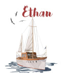 Personalized Watercolor Sailboat Baby Name Nursery Sign Little Boys Room Unframed Print Nautical Themed Boat Decor