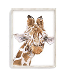 Watercolor Giraffe Safari Animals Nursery Art Decor Unframed Print
