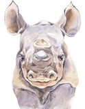 Watercolor Rhinoceros Safari Animals Nursery Art Decor Unframed Print