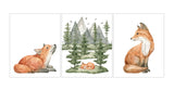 Baby Fox Woodland Forest Animals Wilderness Watercolor Nursery Decor Set of 3 Unframed Prints