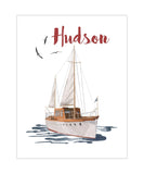 Personalized Watercolor Sailboat Baby Name Nursery Sign Little Boys Room Unframed Print Nautical Themed Boat Decor