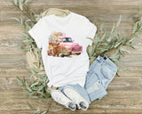 Instant Download Highland Cow Flower Wheelbarrow Farmhouse Spring Floral Vintage Truck PNG Digital File for Sublimation Designs