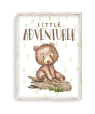 Little Adventurer Watercolor Bear Woodland Animals Nursery Unframed Print Rustic Country Boho Baby Decor