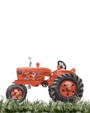 Watercolor Red Tractor Farmhouse Rustic Barnyard Farm Nursery Decor Unframed Print