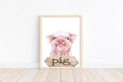 Pig Watercolor Farm Animal Rustic Farmhouse Nursery Decor Unframed Print