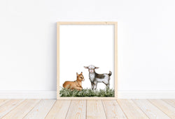 Goats Watercolor Barn Farmhouse Barnyard Rustic Farm Nursery Decor Unframed Print