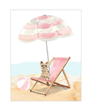 Yorkshire Terrier Puppy Dog at Beach Watercolor Dog Illustration Unframed Print, Nursery Decor, Kid's Bedroom, Laundry Room or Dog Lover