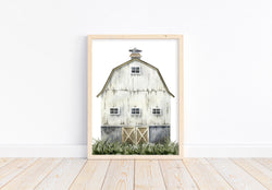 Watercolor Barn Farmhouse Rustic Barnyard Farm Nursery Decor Unframed Print