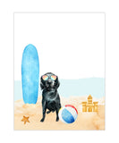 Black Lab Puppy Dog at Beach Watercolor Dog Illustration Unframed Print, Nursery Decor, Kid's Bedroom, Laundry Room or Dog Lover