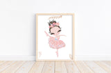 Watercolor Ballerina Pink and Gold Ballet Nursery Little Girls Room Decor Unframed Print