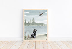 Watercolor Duck Hunting Black Labrador Nursery Little Boys Room Unframed Print Rustic Outdoor Themed Decor