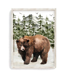Bear Woodland Forest Animals Wilderness Watercolor Nursery Decor Unframed Print