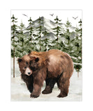 Bear Woodland Forest Animals Wilderness Watercolor Nursery Decor Unframed Print