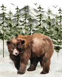 Bear Woodland Forest Animals Wilderness Watercolor Nursery Decor Unframed Print