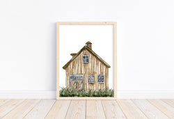 Watercolor Barn Farmhouse Barnyard Rustic Farm Nursery Decor Unframed Print