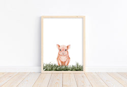 Pig Watercolor Barn Farmhouse Barnyard Rustic Farm Nursery Decor Unframed Print