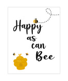 Cute Happy As Can Be Honey Bee Nursery Decor Unframed Print Kids Room Wall Art