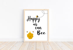 Cute Happy As Can Be Honey Bee Nursery Decor Unframed Print Kids Room Wall Art