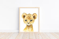 Watercolor Lion Cub Safari Animals Nursery Art Decor Unframed Print