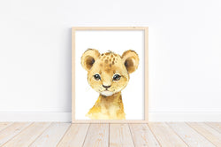 Watercolor Lion Cub Safari Animals Nursery Art Decor Unframed Print