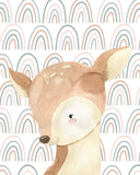 Watercolor Boho Rainbow Woodland Animals Nursery Set of 4 Unframed Prints Bear Fox Hedgehog and Deer Gender Neutral