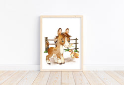 Horse Watercolor Farm Animal Rustic Nursery Decor Unframed Print