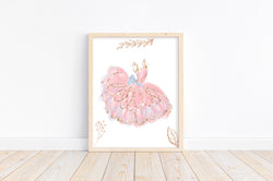 Watercolor Ballerina Tutu Pink Ballet Nursery Little Girls Room Decor Unframed Print