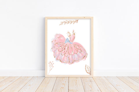 Watercolor Ballerina Tutu Pink Ballet Nursery Little Girls Room Decor Unframed Print
