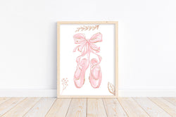 Watercolor Ballerina Pink and Gold Ballet Shoes Nursery Little Girls Room Decor Unframed Print