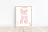 Watercolor Ballerina Pink and Gold Ballet Shoes Nursery Little Girls Room Decor Unframed Print