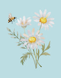 Personalized Watercolor Daisy with Bees Baby Girl Neutral Nursery Decor Set of 6 Unframed Prints Custom Name Pink Nursery