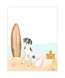 English Pointer Puppy Dog at Beach Watercolor Dog Illustration Unframed Print, Nursery Decor, Kid's Bedroom, Laundry Room or Dog Lover